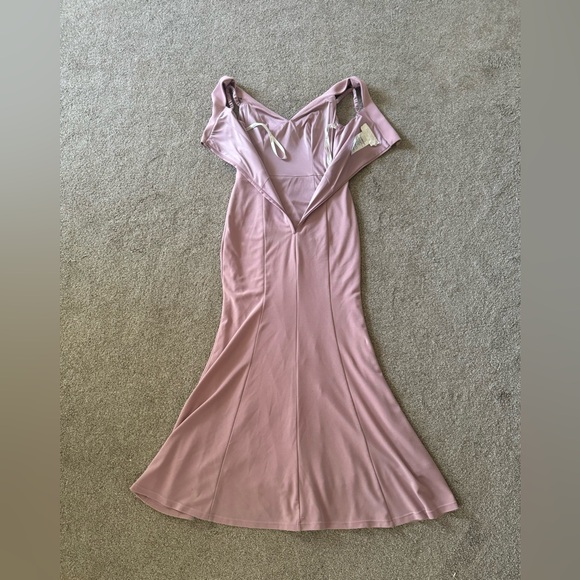 David’s Bridal formal dress 4 Stretchy Pink straps shoulder off wedding prom - Picture 6 of 9
